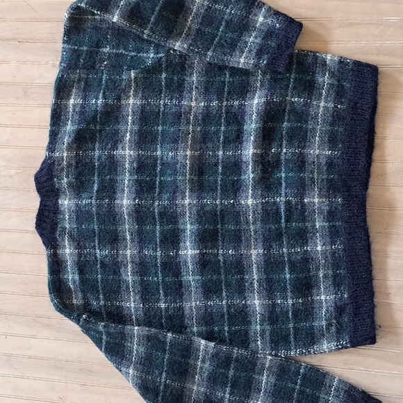 Christopher & Banks Wool Blend Plaid Vintage Button Down Knit Oversized Cardigan - Picture 4 of 7